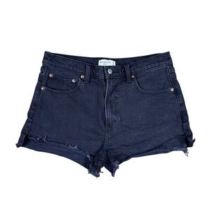 Abercrombie & Fitch Mom Short Women's 30/10 Black‎ High Rise Distressed Cutoff
